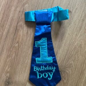 Source Unknown Blue and Teal Birthday Boy Tie
